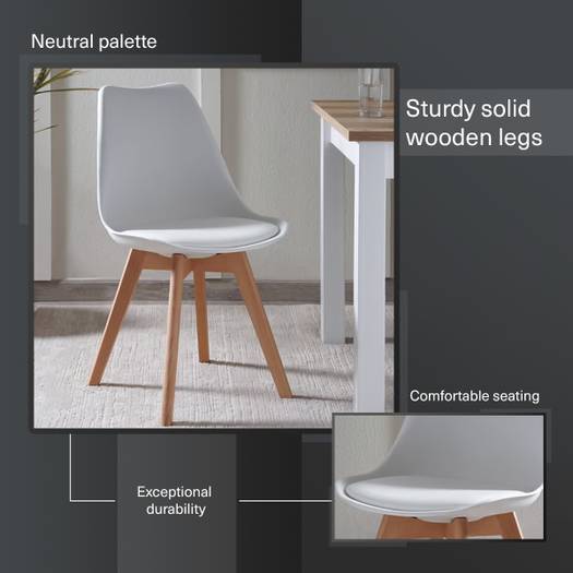 Buy ZEKTEX DINING CHAIR - WHITE NATURAL Online | Pan Home UAE